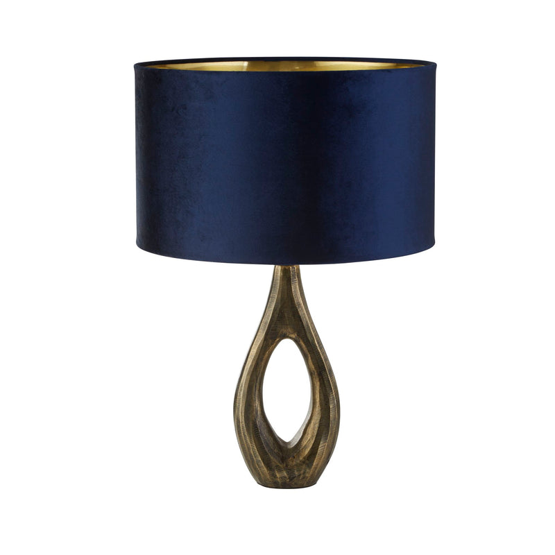 Searchlight 86531AZ Bucklow Table Lamp- Antique Brass Metal & Navy Velvet Shade - Searchlight - Falcon Electrical UK
