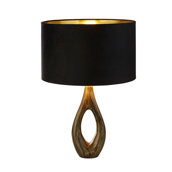 Searchlight 86531BK Bucklow Table Lamp- Antique Brass Metal & Black Velvet Shade - Searchlight - Falcon Electrical UK