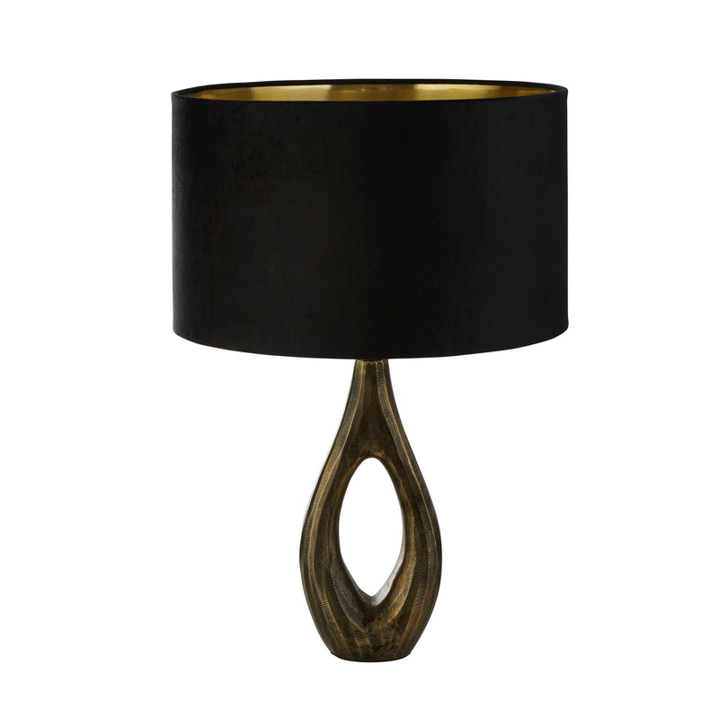 Searchlight 86531BK Bucklow Table Lamp- Antique Brass Metal & Black Velvet Shade - Searchlight - Falcon Electrical UK