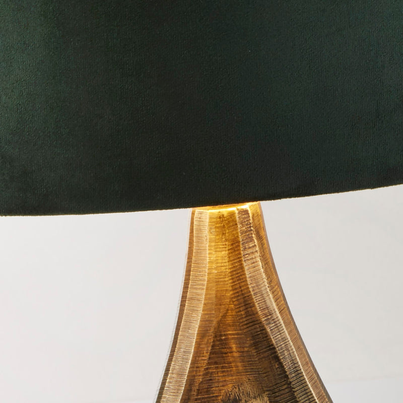 Searchlight 86531GR Bucklow Table Lamp- Antique Brass Metal & Green Velvet Shade