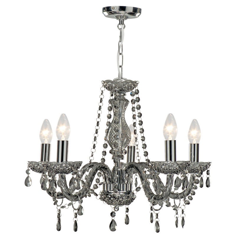 Searchlight 8695-5GY Marie Therese 5Lt Pendant - Smoked Grey Glass