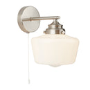Searchlight 8708-1SS School House  Wall Light  - Satin Silver Metal & Opal Glass