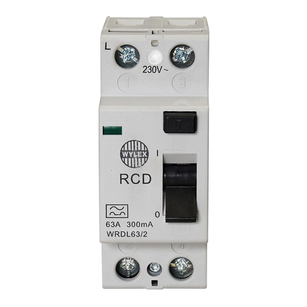 Wylex WRDL63/2 63A 300mA DP Type A RCCB