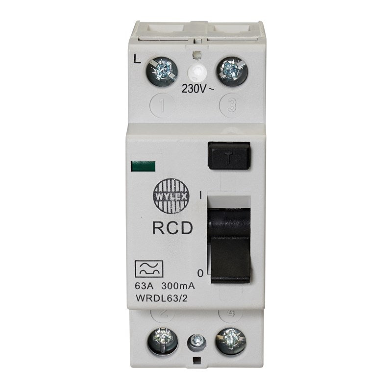 Wylex WRDL63/2 63A 300mA DP Type A RCCB