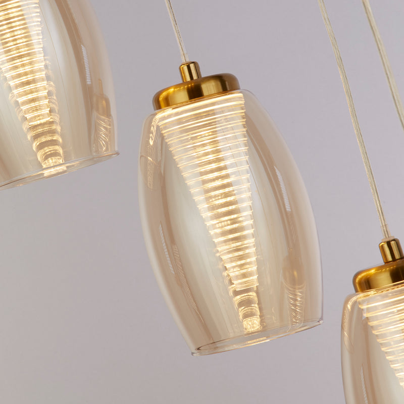 Searchlight 97291-12CP Cyclone 12Lt Pendant - Bronze Metal & Champagne Glass