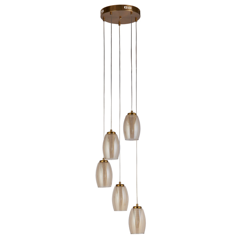 Searchlight 97291-5CP Cyclone 5Lt Pendant - Bronze Metal & Champagne Glass