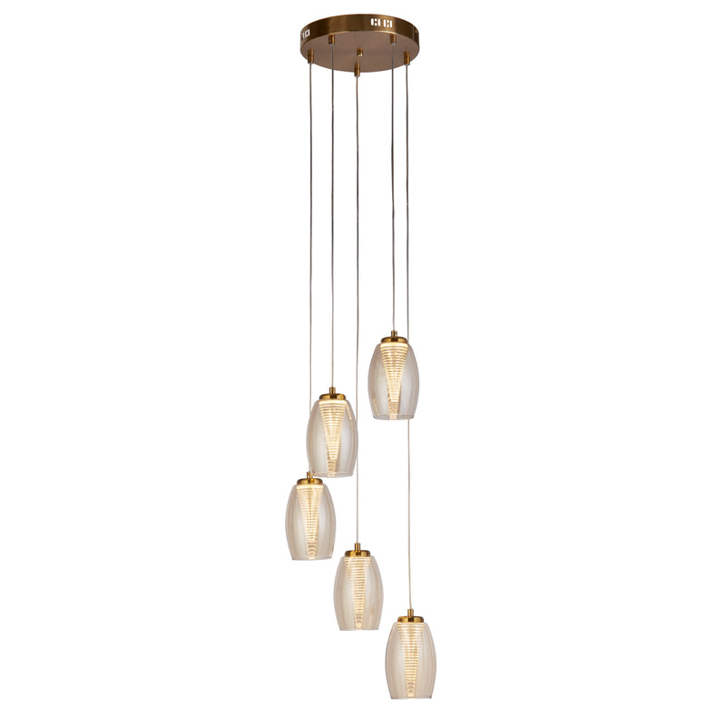 Searchlight 97291-5CP Cyclone 5Lt Pendant - Bronze Metal & Champagne Glass