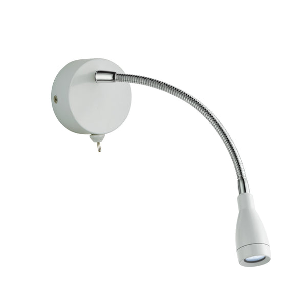 Searchlight 9917WH Flexy LED Adjustable Wall Light -Chrome & White Metal