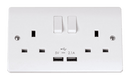 Click Scolmore CCA780 13A 2 Gang Switched Socket With 2 X USB Outlets (Total Output 2.1A)