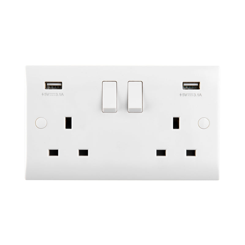 Saxby CE423 13A 2G DP Switched Socket with twin 5V USB