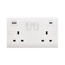 Saxby CE425 Curved Edge 13A 2G DP Switched Socket with 15.5W USB A+C