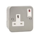 Click Scolmore CL835 13A 1 Gang Switched Socket With Out Board Neon Rocker