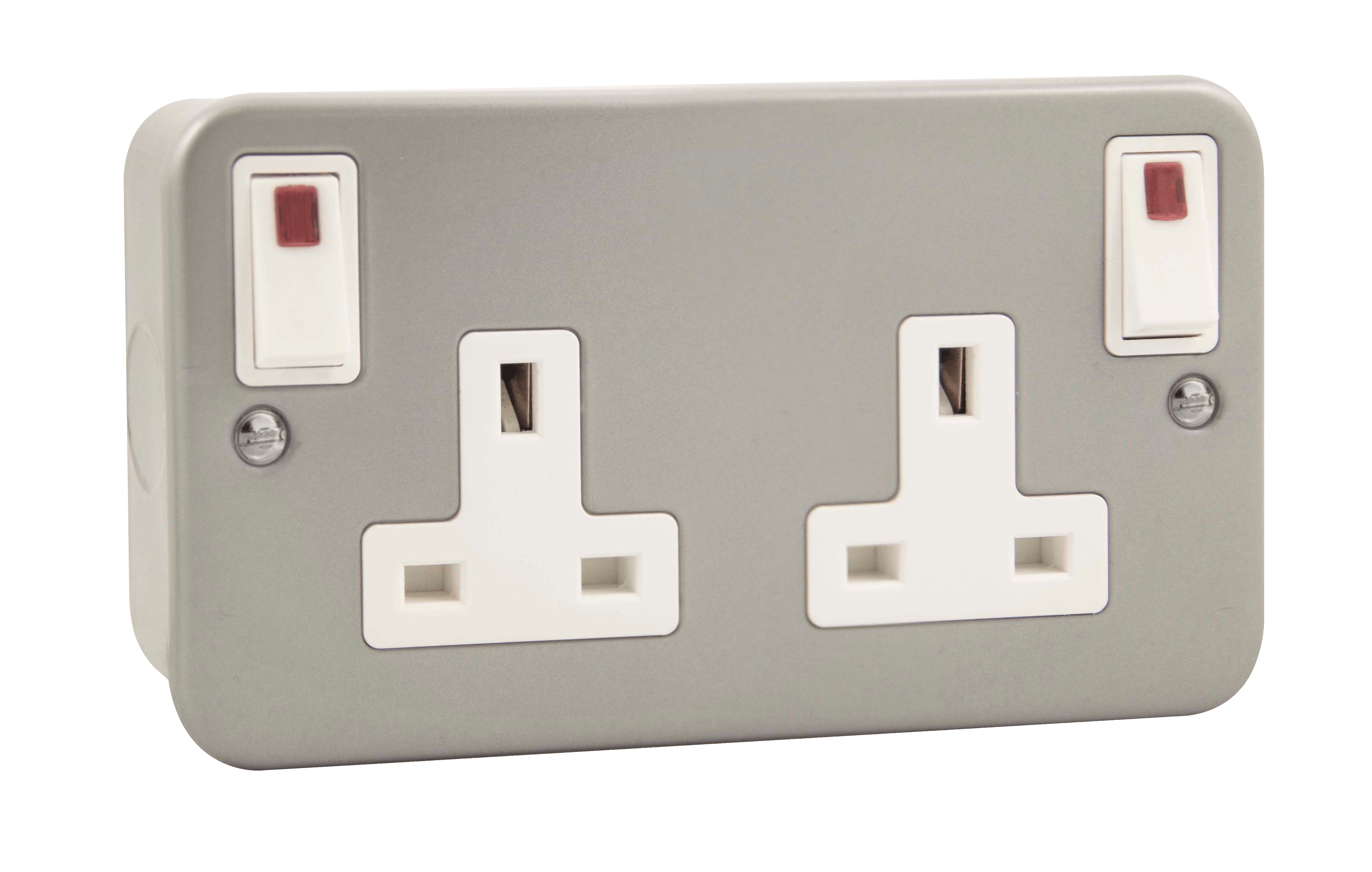 Click Scolmore CL840 13A 2 Gang Switched Socket With Out Board Neon Ro
