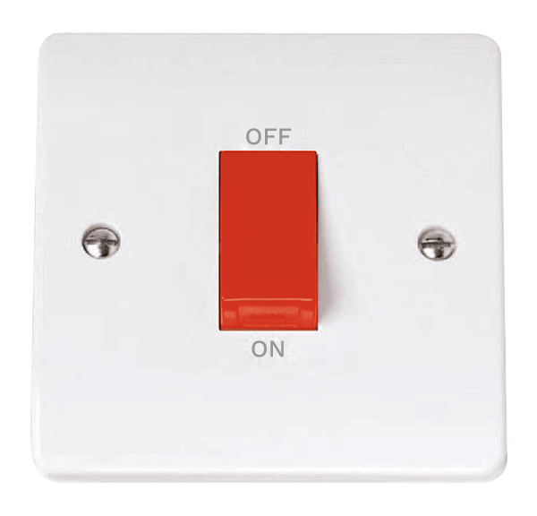 Click Scolmore CMA200 Mode - 50A 1 Gang Double Pole Switch - Orange Ro