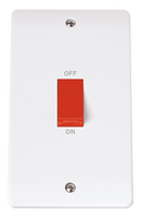 Click Scolmore CMA202 Mode - 50A 2 Gang Double Pole Switch (Vertical) - Orange Rocker