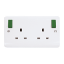 Click Scolmore CMA836PWGR 13A 2G DP SW SOCKET OB GREEN ROCKERS