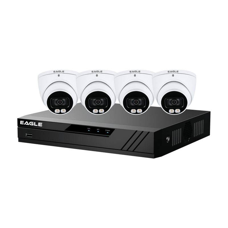 Eagle CVPLUS - 8 - 4DOME - 1TB - W 5MP HDCVI Full - Colour CCTV Kit w/ DVR & 4 Cameras - White - QVIS Security - Falcon Electrical