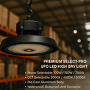 SELECTPRO 240W 160LM/W Power Selectable (150W/200W/240W), CCT (3000K/4000K/5000K) LED UFO High Bay Light w/ Lumiled LED (SMD2835) & LiFud Driver - For Warehouses, Offices and Commercial Spaces - SELECTPRO - Falcon Electrical