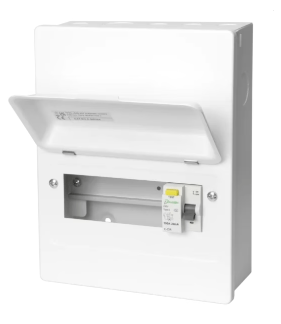 Danson E - MR084 8 Module Cons. Unit with 100A, 30mA Type A Incomer w - 6 Usable Ways - Danson - Falcon Electrical