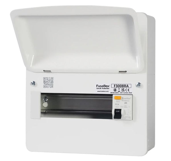 Fusebox F3008RA 8 Way, 80A RCD Consumer Unit (30mA,Type A) - Fusebox - Falcon Electrical