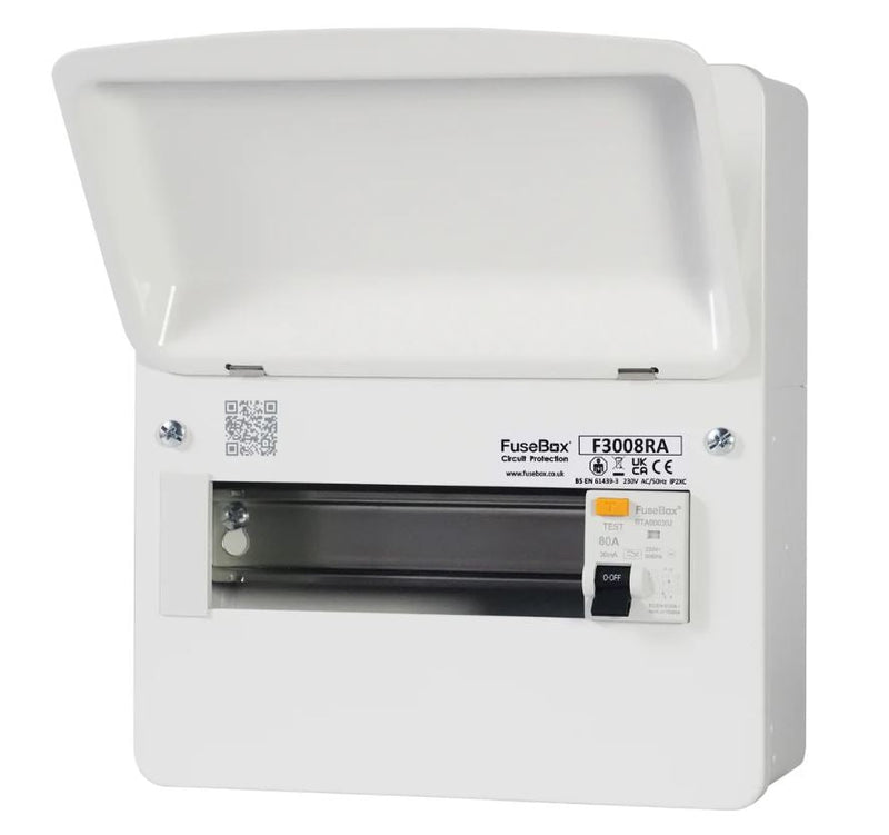 Fusebox F3008RA 8 Way, 80A RCD Consumer Unit (30mA,Type A) - Fusebox - Falcon Electrical