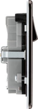 BG FBN22UAC22B Double Switched Single Pole Socket w/ USB A+C (22W) Screwless Flatplate Black Nickel - BG - Falcon Electrical