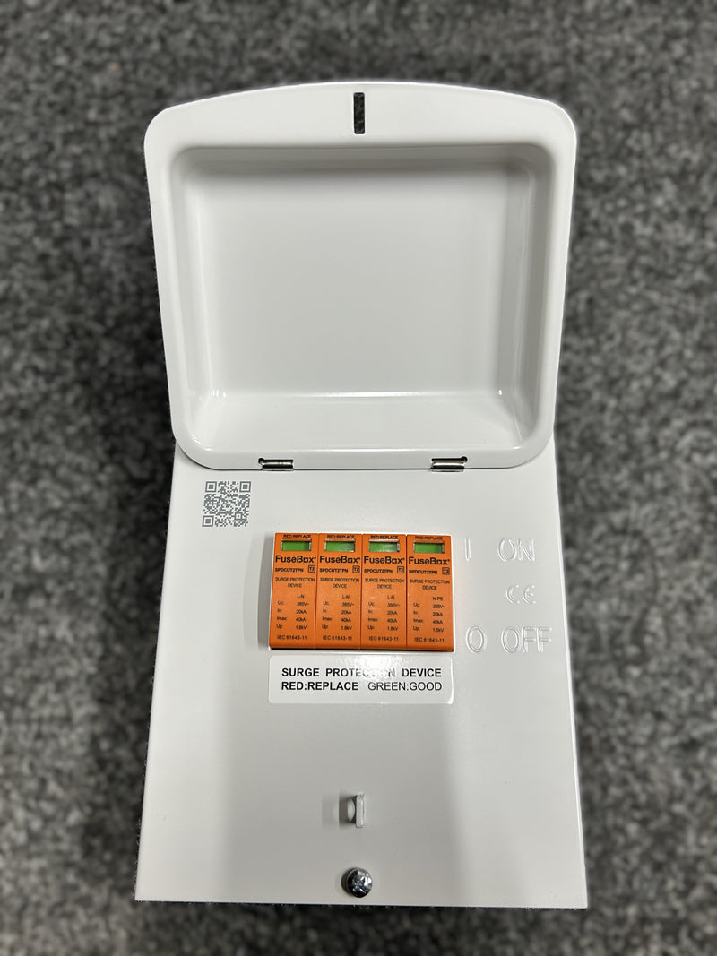 Fusebox SPDTPNT2E Three Phase T2 SPD 3P+NPE in Metal Enclosure (No MCB) - Fusebox - Falcon Electrical