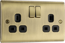BG NAB22B Nexus Metal Antique Brass Double Socket w/ Black Inserts - BG - Falcon Electrical