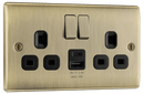 BG NAB22UAC12B Nexus Metal Antique Brass Double Switched Socket, with USB A + C (12W) - BG - Falcon Electrical