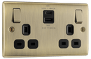 BG NAB22UAC45B Nexus Metal Antique Brass Double switched single pole, with USB A + C (45W) - BG - Falcon Electrical