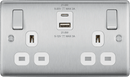 BG NBS22UAC22W Double switched single pole, with USB A + C (22W) - BG - Falcon Electrical
