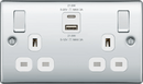 BG NPC22UAC22W Double switched single pole, with USB A + C (22W) - BG - Falcon Electrical