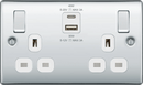 BG NPC22UAC45W Double switched single pole, with USB A + C (45W) - BG - Falcon Electrical
