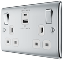 BG NPC22UAC45W Double switched single pole, with USB A + C (45W) - BG - Falcon Electrical