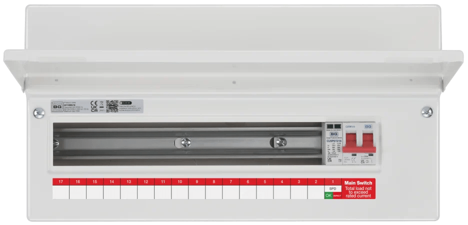BG CF19MS16 19 module Consumer Unit w/ 16 Usable Ways, 100A Main Switch ...