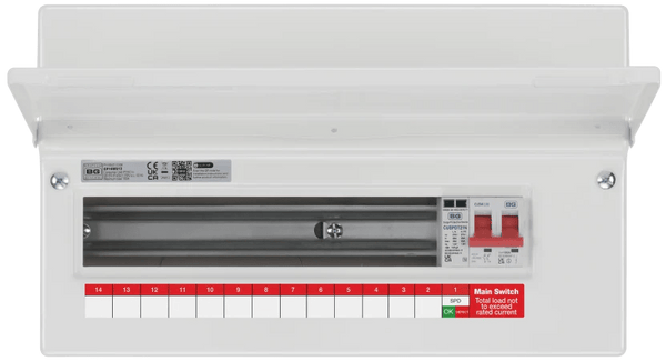 BG CF16MS13 16 module Consumer Unit w/ 13 Usable Ways, 100A Main Switch, Type 2 Surge Protection