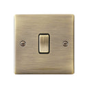 Saxby RS101ABB Raised Screwed 10AX 1G 2-Way Switch - Antique Brass With Black Insert
