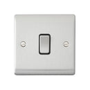 Saxby RS101BSB Raised Screwed 10AX 1G 2-Way Switch - Brushed Steel With Black Insert