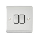 Saxby RS102BSB Raised Screwed 10AX 2G 2-Way Switch - Brushed Steel With Black Insert