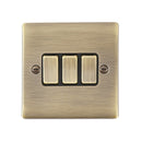 Saxby RS103ABB Raised Screwed 10AX 3G 2-Way Switch - Antique Brass With Black Insert