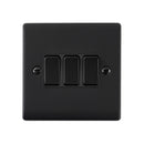 Saxby RS103BLB Raised Screwed 10AX 3G 2-Way Switch - Matt Black With Black Insert