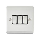 Saxby RS103BSB Raised Screwed 10AX 3G 2-Way Switch - Brushed Steel With Black Insert