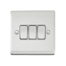 Saxby RS103BSG Raised Screwed 10AX 3G 2-Way Switch - Brushed Steel With Grey Insert
