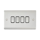Saxby RS104BSB Raised Screwed 10AX 4G 2-Way Switch - Brushed Steel With Black Insert