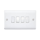 Saxby RS104PCW Raised Screwed 10AX 4G 2-Way Switch - Polished Chrome With White Insert