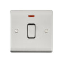 Saxby RS271BSB Raised Screwed 20A 1G DP Switch With Neon - Brushed Steel With Black Insert