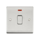 Saxby RS271BSG Raised Screwed 20A 1G DP Switch With Neon - Brushed Steel With Grey Insert