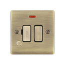 Saxby RS323ABB Raised Screwed 13A Switched Fused Spur Unit with Flex Outlet and Neon - Antique Brass With Black Insert