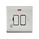 Saxby RS323BSB Raised Screwed 13A Switched Fused Spur Unit with Flex Outlet and Neon - Brushed Steel With Black Insert