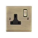 Saxby RS412ABB Raised Screwed 13A 1G DP Switched Socket - Antique Brass With Black Insert